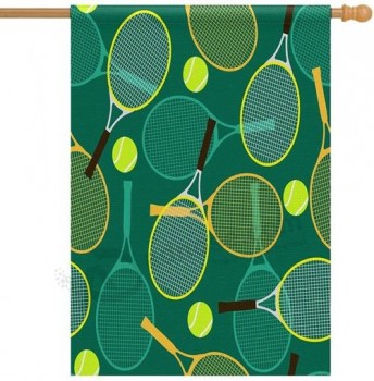 InterestPrintテニスラケットポリエステルハウスフラッグ28 x 40インチ装飾的なガーデンフラッグ結婚式記念日の屋外の装飾