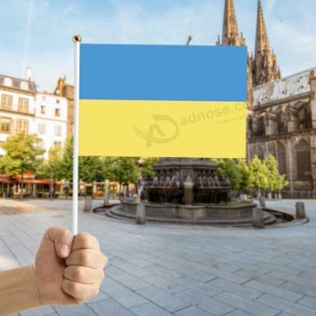 10 Pcs Ukraine Small Hand Waving Flag Ukrainian Flags W/ Plastic Stick