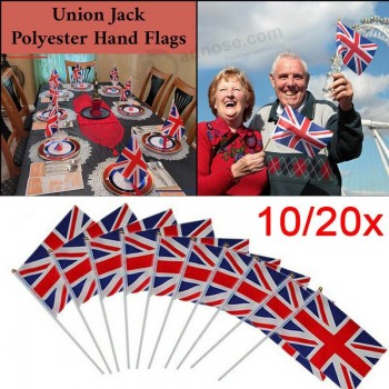 10/20x Union Jack Flag Hand Held Waving Flags Platinum Jubilee Party Decor Flags