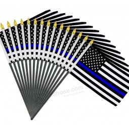 4x6 pulgadas THIN BLUE LINE USA Stick Flag Police Lives Matter de mano, paquete de 12