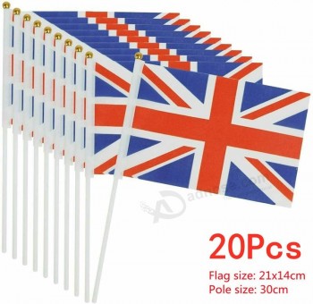 20PC Union Jack Mano Sventolando Bandiera Evento Festa Giubileo Reale UK GB Flag Sport Club