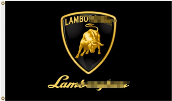 Lamborghini Autovlag 3 × 5 voet (90x150cm) met 2 messing ringen, duurzaam en kleurvast. 5