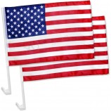 2x US American Patriotic Car Window Clip on USA Flag 17" x 12" - Pack of 2