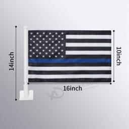 2 Pack Car Flags ,Car Flag Thin Blue Line USA American Police Flag Outdoor with Policemen Flag and Car Flag Pole