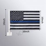 2er-Pack Autoflaggen, Autoflagge dünne blaue Linie USA amerikanische Polizeiflagge im Freien mit Polizistenflagge und Autoflaggenmast