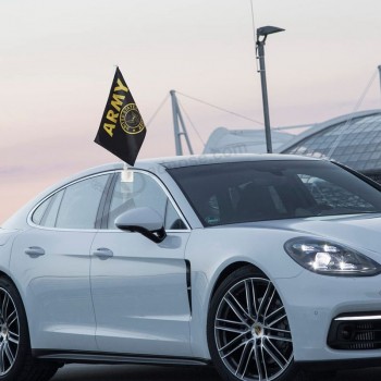 Confezione da 2 bandiere per auto, bandiera per auto Bandiera della corona d'oro dell'esercito degli Stati Uniti all'aperto con bandiera militare e asta per bandiera per auto