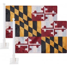 2 Pack Car Flags ,Car Flag Maryland Flag Outdoor with State Flag and Car Flag Pole