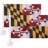 2er Pack Autoflaggen, Autoflagge Maryland Flagge im Freien mit Staatsflagge und Autoflaggenmast