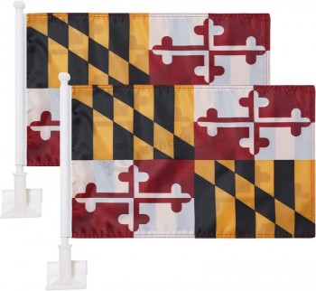 Confezione da 2 bandiere per auto, bandiera per auto Maryland all'aperto con bandiera di stato e asta per bandiera per auto