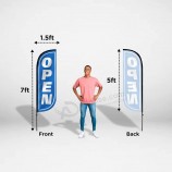 5 piedi di altezza aperto a tema piuma bandiera banner per la pubblicità aziendale 3-Pack, include 3 bandiere banner, 3 set di pali in alluminio in fibra di vetro