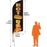 Hot Dog Flag and Pole Kit, 11 FT Hot Dog Signs for Business, Hot Dog Swooper Flag for Food Restaurant Advertising