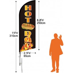 Hot Dog Flag and Pole Kit, 11 FT Hot Dog Signs for Business, Hot Dog Swooper Flag for Food Restaurant Advertising