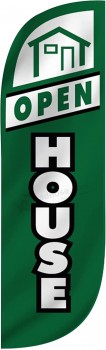 Green Open House Sign for Real Estate Advertising 5-Feet Tall Feather Flag Banner 4-Pack, Includes 4 Banner Flags, 4 Pole Sets
