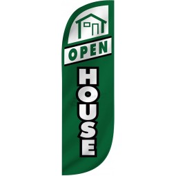 Insegna verde Open House per la pubblicità immobiliare Confezione da 4 striscioni con bandiera di piume alta 5 piedi, include 4 bandiere banner, 4 set di pali