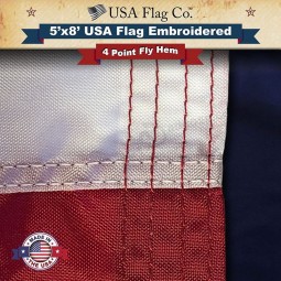 USA Flag Co.의 미국 국기 (미국 제조) 최고의 5x8 자수 별과 봉제 줄무늬 미국 국기