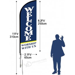 Swooper Flagge, 11 FT Willkommensschilder featehr Flagge und Pole Kit, Religion Werbung Feder Flagge Banner für Kirche