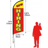 Now Hiring Themed Swooper Flag, 11FT Now Hiring Advertising Feather Flag with Pole Kit, Ground Spike and Hand Bag