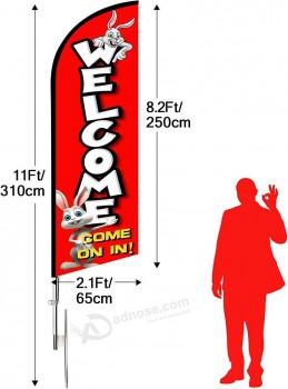 Welkom Veer Vlag, Welkom Swooper Vlag en Paal Kit, 11FT Welkom Reclameborden voor Bedrijf en Open Winkel