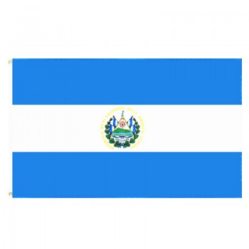 Bandiera di El Salvador Colore vivido e Fade Proof Canvas Header e doppia cucitura Bandiere nazionali salvadoregne in poliestere con ottone