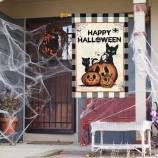 Halloween Vlag 28 x 40 Dubbelzijdig, Verticale Happy Halloween Huisvlag, Pompoen Kat Geest Grote Halloween Tuinvlag