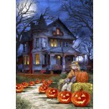Spooky Manor 28 x 40 Inch Decorative Halloween Jack o Lantern Pumpkin House Flag