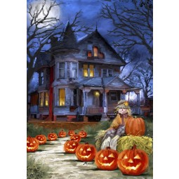 Spooky Manor 28 x 40 pollici decorativo Halloween Jack o Lantern zucca casa bandiera