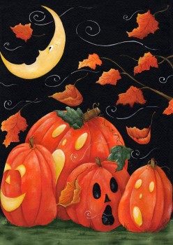 Notte spaventosa 28 x 40 pollici decorativo Spooky Jack O lanterna zucca Halloween casa bandiera