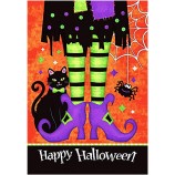 Black Kitty Spider décoratif Happy Halloween Double face drapeau de la maison