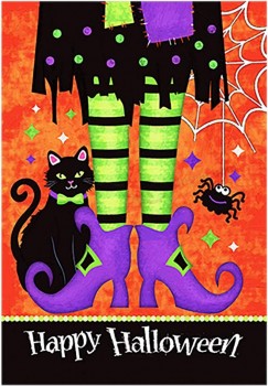 Black Kitty Spider décoratif Happy Halloween Double face drapeau de la maison