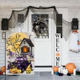 Halloween Garden Flag Jack O Lantern zucche gnomi Yard bandiere 12x18 tela da imballaggio doppia faccia Halloween viola camion strega bandiera stagionale