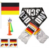 Weltmeisterschaft Katar 2022, Deutschland Fanbedarf, Handflagge + Fußballschal + 2 Stück Flaggen temporäre Tätowierung + Fußballstadion Horn