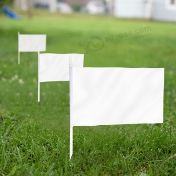 Witte Mini Vlag 12 Pack - Hand Held Kleine Miniatuur Effen Witte Lege Vlaggen op Stok