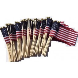 Lot of -100-4x6 Inch US American Hand Held Stick Flags Safety Ball Top Made in The USA