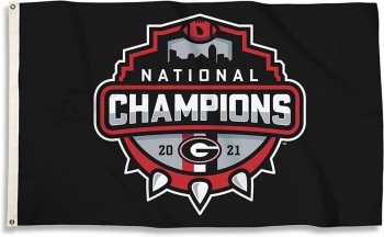 Bandera negra del Campeonato Nacional de Georgia Bulldogs 2021 3'x5' con ojales metálicos de alta resistencia - UGA Football - Alta durabilidad
