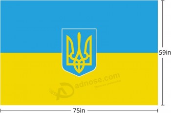 Ukraine Flag 3x5, Ukraine-National Ukrainian Flag With Trident Double Stitched Flag