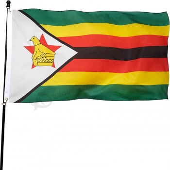 3x5 Ft Dik Polyester, Langzaam Verdwijnen, Messing Doorvoertules, Canvas Header Zimbabwaanse Nationale Vlaggen met 3 X 5 Voet