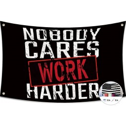 Niemand kümmert sich darum, härter zu arbeiten, Flagge, 3x5 Ft, Gym, Banner, lustig, Sport, inspirierend, Poster, langlebiger Wandteppich, Mann Höhle, motivierende Wanddekoration, 
