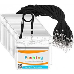 30 Stück durchsichtige Kunststoff horizontale Namensschilder Ausweishalter und 30 Stück flache Halsband mit drehbarem Haken