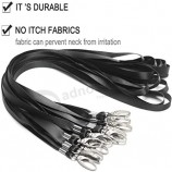 50 pcs longes lanières noires pour badges d’identification longe en nylon clip en vrac crochet pivotant pour badges d’identification de bureau porte-clés