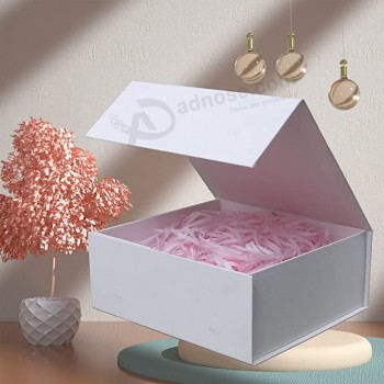 선물 상자 7.8x7x3.1 인치, 뚜껑이 있는 흰색 선물 상자, 접을 수 있는 신부 들러리 신랑 들러리 제안 상자, 자석, 선물 상자