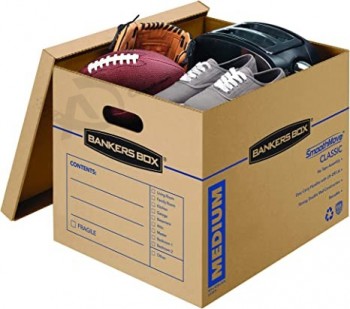 SmoothMove Classic Moving Boxes、テープフリーアセンブリ、持ち運びに便利なハンドル、ミディアム、18 x 15 x 14インチ
