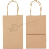 Small Brown Gift Bags with Handles for Birthday Party Favors (Kraft Paper, 8.5 x 5.25 x 3 In, 12 Pack)