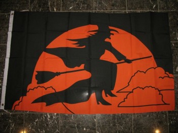 3x5 Halloween Witch Broom Flag 3'x5' house banner grommets 100D fabric