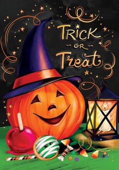 Halloween citrouille lanterne bonbons tour ou friandise drapeau de la maison 40 « x 28 »