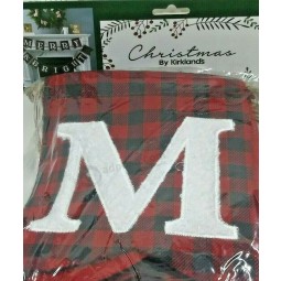 Merry & Bright Christmas holiday Decor Gingham garland Banner Ornament