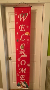 Joyeux Noël Bienvenue Bannière Décor Signe Intérieur Extérieur Maison Porte d’entrée (2)