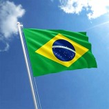 Vente en gros de haute qualité 3 * 5 FT Brésil drapeau brésilien football pom-pom girl personnalisé Super-Poly intérieur extérieur décor drapeau national