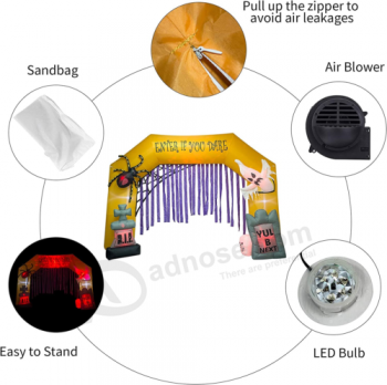 11 Voet Halloween Opblaasbare Geesten Spin Boog met LED-verlichting Buiten