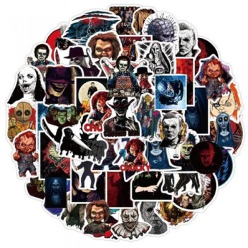50pcs Mix Horror Movie Stickers Decals Skateboard Guitar Suitcase Stickers
