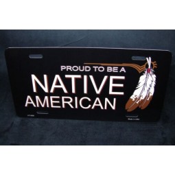 ETIQUETA AUTOMÁTICA DE PLACA DE MATRÍCULA DE METAL NATIVO AMERICANO. MATRÍCULA DE COCHE INDIO AMERICANO